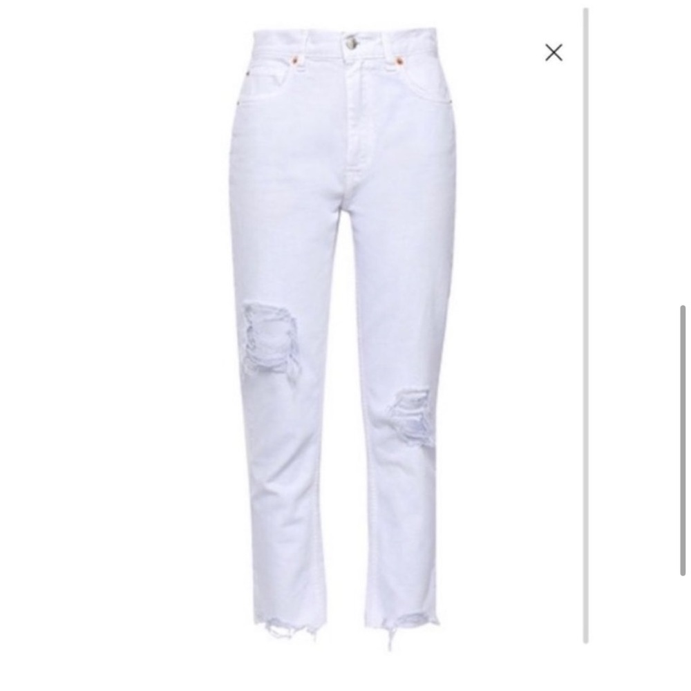 IRO Edwin Cropped Distressed High Rise White Jeans NWT - Picture 4 of 4